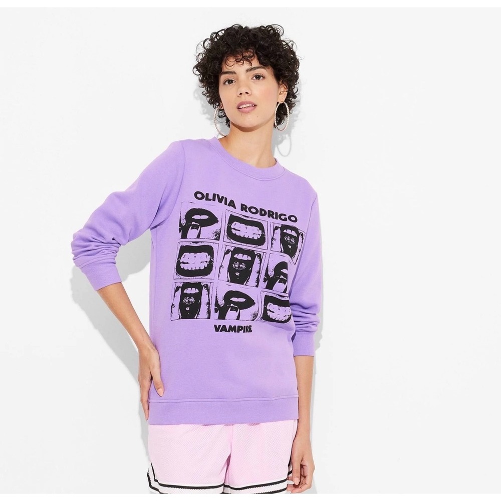 Olivia Rodrigo Vampire GUTS World Tour‎ Purple Crewneck Sweatshirt Large L